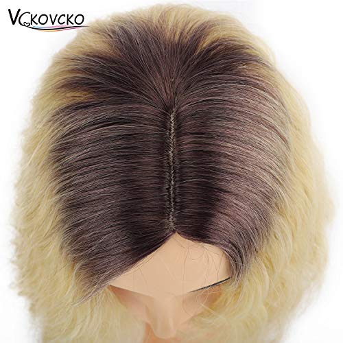 image for VCKOVCKO Natural Wavy Wig With Air Bangs for Women Short Bob Wigs Wome