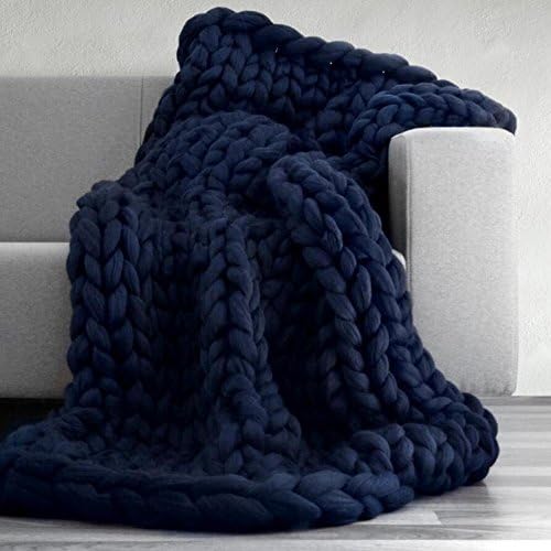 BALALALA Hand Chunky Knit Blanket,super Thick Merino wool Soft Fluffy Thick Hand Bulky Yarn Wool Throw