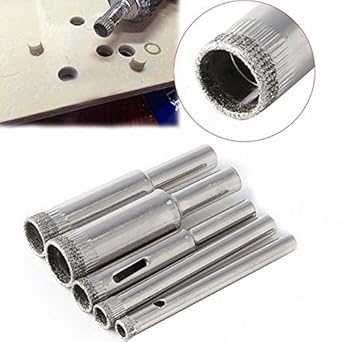 Generic Diamond Coated Core Hole Saw Drill Bit Tools for Tiles Marble Glass (5mm 6mm 8mm 10mm 12mm) - Set of 5