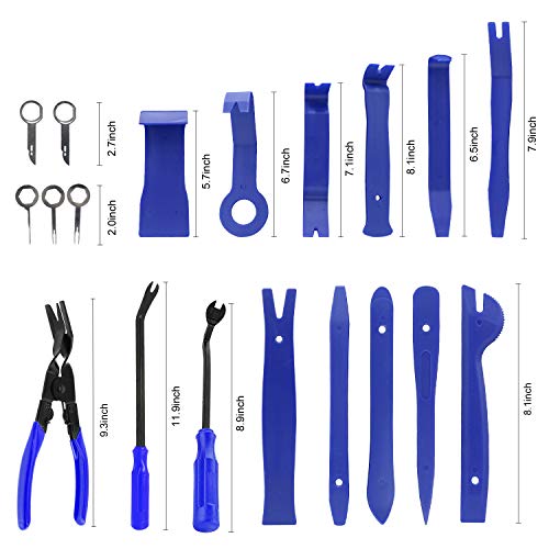 Helen Butler Auto Trim Removal Tool Kit - 19 Pcs Car Door Panel Removal Tool for Audio Dash Center Console Installation and Remover - Panel Clip Pliers, Strong Nylon Pry Tools (19PCS - Blue) - Thumbnail 5