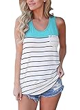 FARYSAYS Women's Casual Color Block Striped Racerback Cami Tank Tops