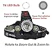 BenRan HEADLAMPS CREE 3 T6 5000 Lumen Adjustable Focus Zoom Lights Lamp,Headlight Bicycle LED Flashlight,4 Modes,USB Rechargeable Batteries,Adjustable (silvery Zoom Lights)