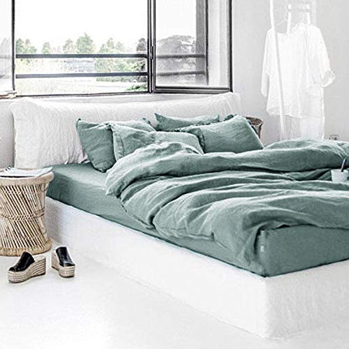 Merryfeel 100% Linen Duvet Cover Set - King - Aqua
