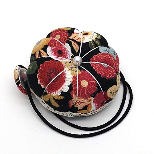 JKJF 2 Pieces Wrist Strap Pin Cushions, Sewing Pincushion Pumpkin Shape Soft Cotton Fabric for Cross Stitch Sewing Safety Pin Cushion Accessories