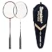 Senston - 2 Pack Badminton Rackets Double Badminton Racquets Carbon Fiber Shaft Racquets Badminton Set White Red
