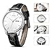 BUREI Mens Business Casual Quartz Wrist Watches Day and Date Calender with Black leather Strap