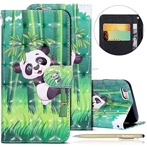 image for Herbests Compatible with iPhone 6S 4.7 Wallet Case Cover Luxury 3D Des