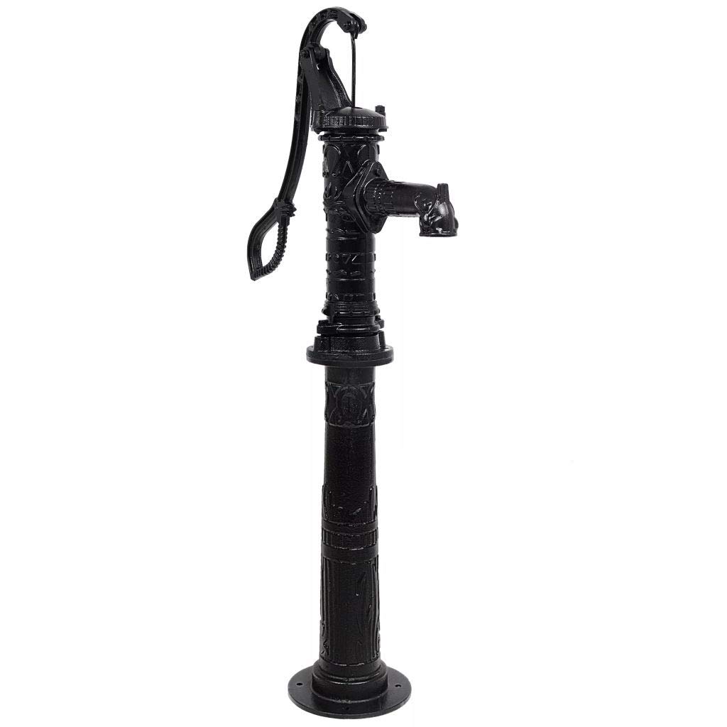 Festnight Patio Garden Hand Water Pitcher Pump with Stand Cast Iron Industrial