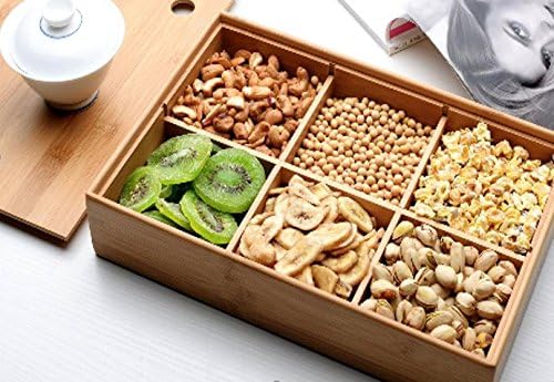 iRSE Tea Storage Wood Box with wood lid, for tea, nuts, spice, chocolate, salad bar, dressings, great for serving, Cheese Tray, Condiments, Appetizers, dinner parties or guests, party serve (6)