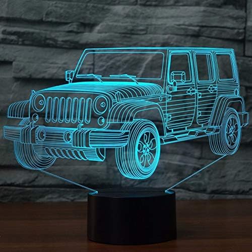 Langman 3D Led Car Night Light Gradient Jeep Shape Usb Bedside Bedroom 3D Table Lamp Usb Indoor Decora Lamp,A1