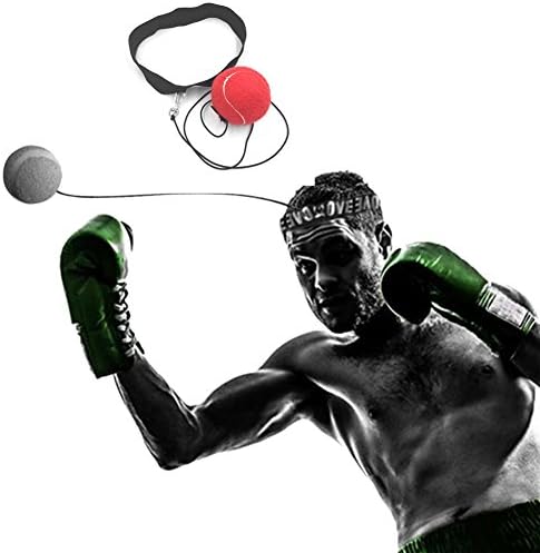 Boxing Training Reflex Speed Ball Head Band Exercise Balls Fight Practice Improve Reactions and Speedballs Pugilism Fitness Gym Equipment (red)