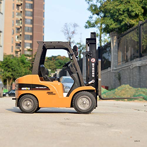 Ailejia 8 Channel RC Forklift Truck Vehicle HuiNa Remote 2.4Ghz 1/10 Alloy Forklift Toys LED Light Engineering Car for Kids - Thumbnail 6