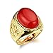 OPK Jewelry Vintage Red/Black/Green Oval Agate 18k Gold Plated Mens Luxury Ring,Adjustable