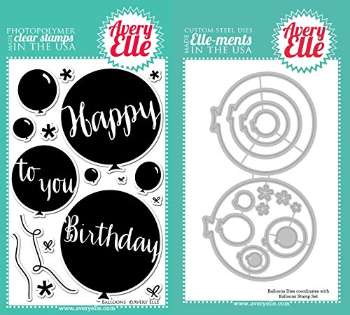 Avery elle balloons clear stamp and elle-ments die set