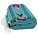 Open Road Goods Thick Mexican Yoga Blanket Turquoise/Sea Green - Serape Fish Design - Handmade/Handwoven Genuine Mexican Style Blanket