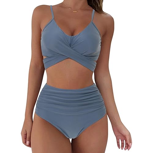 SUUKSESS Women Wrap Bikini Set Push Up High Waisted 2 Piece Swimsuits
