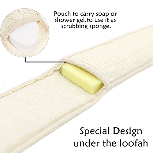 Exfoliating Loofah Back Scrubber for Shower, Body Scratcher Natural Luffa Reduce Back Acne, Exfoliate and Promote Circulation for Men and Women