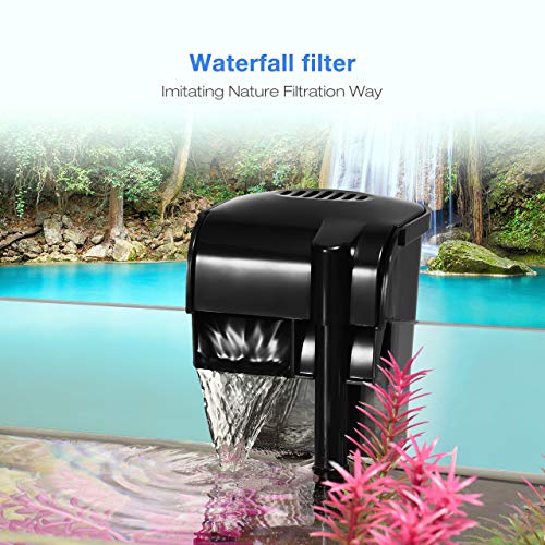 Homasy 70 GPH Aquarium Filter, Hang-on Fish Tank Filter with 9 PCS Replacement Filter Cartridges for 8-27 Gallons Tank, Adjustable Flow & Quiet Working for Cycle Oxygen - Thumbnail 4