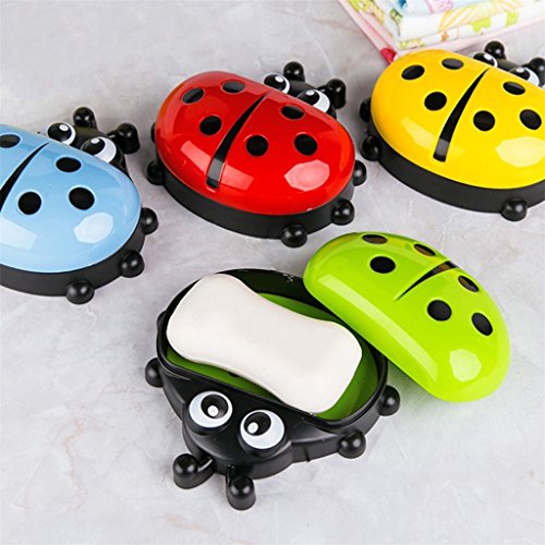 856store Portable Travel Bathroom Cute Cartoon Ladybird Soap Holder Storage Box Soap Dish