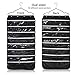Alezywels Hanging Jewelry Organizer Bag (56-Pockets) Dual-Sided, Thick Oxford Fabric, Zippered Storage, Clear PVC Plastic Windows, Roll-Up, Portable Travel, Rings, Earrings, Necklaces (Black)
