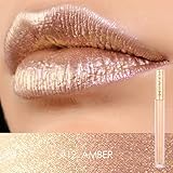 Focallure Lipstick Metallic Sparkly Makeup Glossier Glitter Lip Gloss Colorstay Liquid Lipgloss Amber