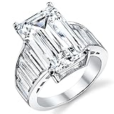 Angelina Jolie Sterling Silver Engagement Wedding Ring with Emerald Cut Cubic Zirconia 10 x 16 MM CZ