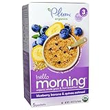 Plum Organics, Hello Morning, Blueberry, Banana, & Quinoa Oatmeal, 5 Packets, 0.6 oz (17 g) Each - 2pc