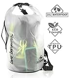 Live Infinitely 20L Waterproof Dry Bag Transparent TPU Which is Stronger, Softer & More ECO Friendly Than PVC –Reinforced Bottom, Carry Handle & Double Top Seal Keep Your Belongings Safe & Dry