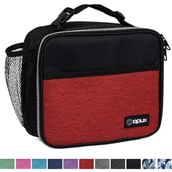 OPUX Premium Insulated Lunch Bag for Adults Men Women | Soft Leakproof Lunch Box for Kids, Boys, Girls| Reusable Durable Thermal Lunch Pail for School Work Office | Fit 6 Cans (Red)