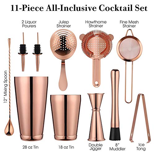 NXYJD Cocktail-Shaker-Herstellungs-Set, 11pcs Bartender-Kit für Mixer-Wein-Edelstahl-Bars-Tool, Home Drink Partyzubehör… – Bild 3
