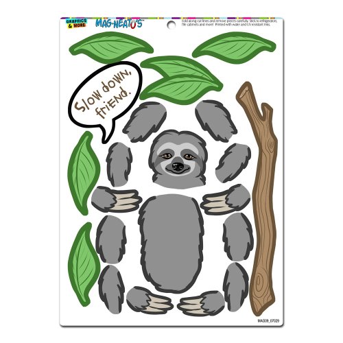 Graphics and More 'Sloth Fun' MAG-NEATO'S Novelty Gift Locker Refrigerator Vinyl Magnet Set