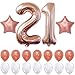 Rose Gold 21st Birthday Decorations – Large, Pack of 18-21st Birthday Balloons | 21 Birthday Decorations | 21 Rose Gold Balloons | 21st Birthday Rose gold | 21 Bday Party Supplies Kit for Girls