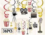 36Ct Movie Night Party Decorations Hanging Swirls - Hollywood Movie Theater Themed Bridal Shower/Birthday Party Supplies Film Backdrop