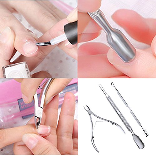Nail Cuticle Spoon Pusher Remover Nail Cut Tool Pedicure Manicure Set. Pocket Nail Cuticle Nipper Pack Contains Nail Trimmer, Pack of 3 - Thumbnail 5