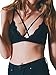 Romwe Women's Sexy Triangle Bralette Criss Cross Top Lace Lingerie Wireless Bra Black_1 M