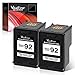 Valuetoner Remanufactured Ink Cartridge Replacement for 92 C9512FN C9362WN (2 Black) Compatible with Deskjet 5440 Photo, PSC 1510 1510xi 1507, Photosmart 7850 C3135 Printer