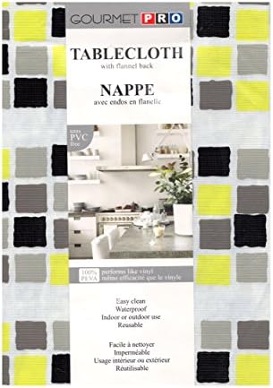 Gourmet Pro PEVA Vinyl Tablecloth Tile Square Geometric Print (52 x 70 Rectangle)