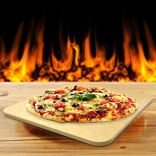 Pizza Stone for Best Crispy Crust Pizza, Only Stoneware with Thermarite (Engineered Tuff Cordierite). Durable, Certified Safe, Ovens & Grills 14 x 16 Rectangular, Bonus Recipe Ebook & Free Scraper