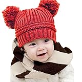 Tonsee Cute Baby Kids Girl Boy Dual Balls Warm Winter Knitted Cap Hat Beanie