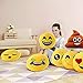 VicLabs New Fashionable Cute Smiley Emoticon Emoji Pillow for Kids and Young Ladies (Dia 12.5 Inch, Lady Nerd Round Yellow Cushion)