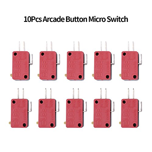 3 Pins Push Button Micro Switch Replacement for Arcade Game,10Pcs Red