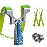 Tongtu Stainless Steel Slingshot with 2 Rubber Bands 50 Slingshot Ammos for Hunting Adult Outdoor Catapult Slingshot with Sight