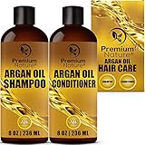 Argan Oil Shampoo and Conditioner Set - ( 2x 8oz) Sulfate Free All Organic Hair Repair - Volumizing & Moisturizing Hair Regrowth - Treatment for Hair Loss Premium Nature