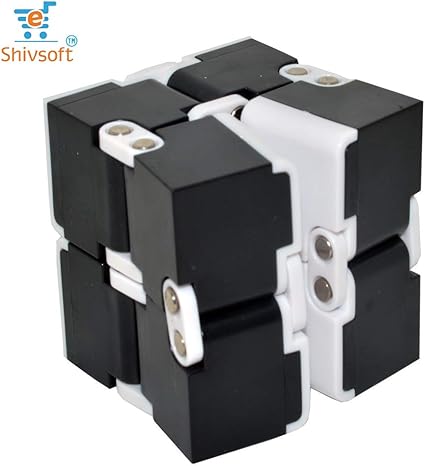 Shivsoft Infinity Fidget Cube Sensory Toy Solid Plastic Puzzle Box Anti-Stress and Anxiety Relief Promotes Focus, Clarity Great for Travel, Office, School (Multicolor)