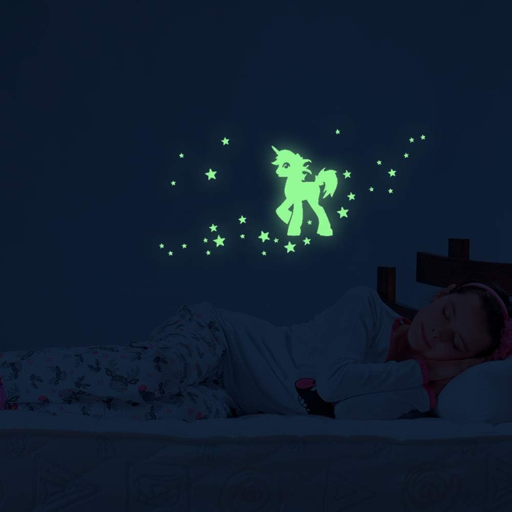 Ambiance-Live Glow in the dark unicorn with stars wall sticker decal - 20 x 20cm, 20 x 20 cm - Image 4