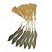 Makhry 10pcs Classical Delicacy Antique Bronze Feather Shape Metal Bookmark with Handmade Tassels