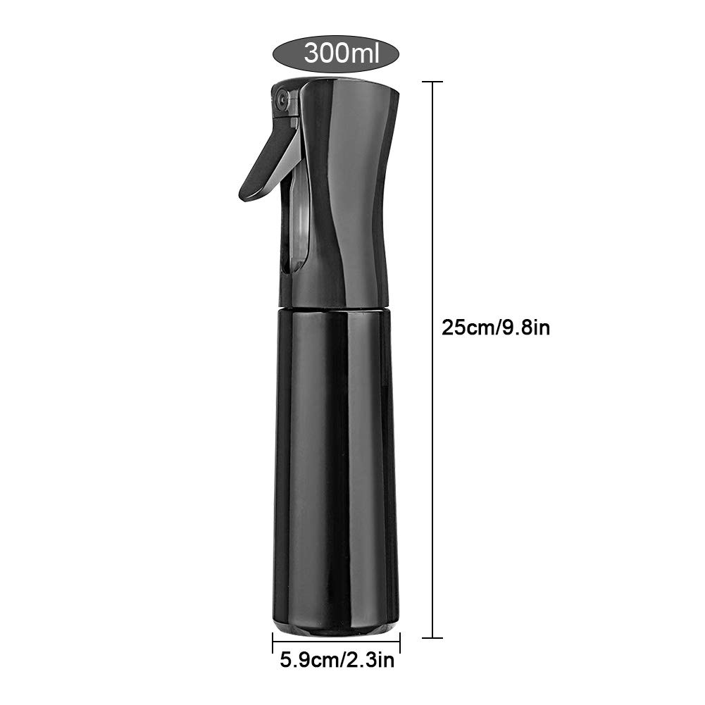 Sprayer Continuous 2Pack 300ml/10oz Hair Spray Bottle Fine Mist Water Spray Bottles Plant Mister (Black) : Beauty