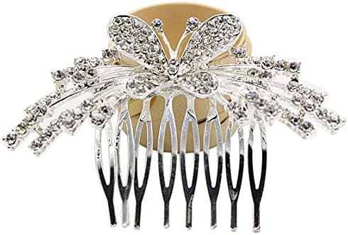 Shengxueer 1pc Sheeny Crystal Diamante Butterfly Hair Comb Slide Hair Side Comb