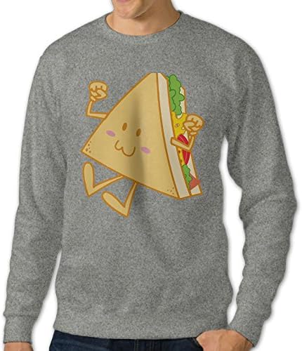 Nganche Cartoon Sandwiches Men's Fashion And Leisure Style Creative Comfort Round Neck Long Sleeves Sweatershirt L Ash