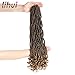 Lihui Goddess Locs Crochet Hair 14 Inch Curly Faux Locs Crochet Hair Pre Looped Crochet Locs Hair Extension Soft Goddess Faux Locs With Curly Ends(14inch, 1B/27, 6packs)